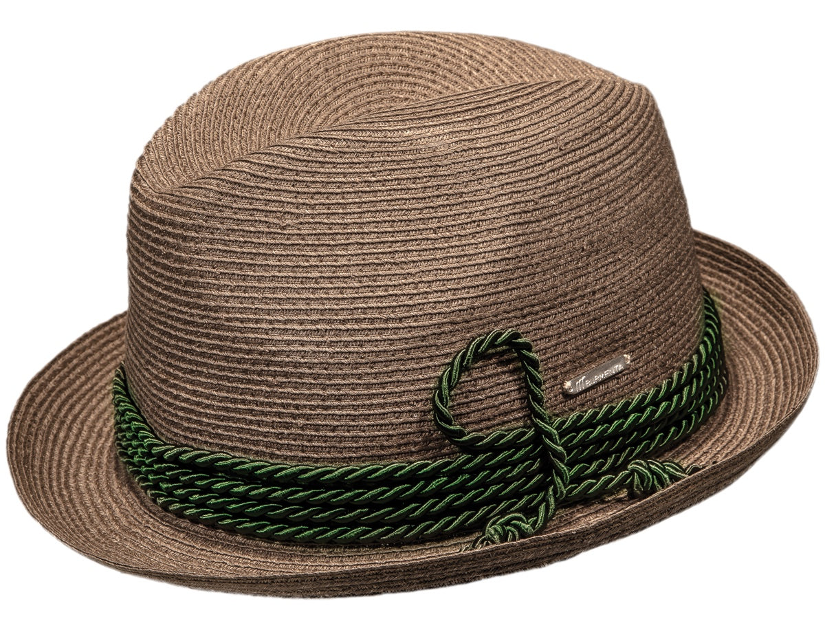 Luftiger Trilby mit grüner Seidenkordel - R354-002